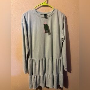 Wild Fable Light Turquoise Long Sleeved Baby Doll Dress NWT S